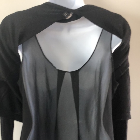 Express Cropped Scooped Neck Lightweight Sweater M Tunic Top Shear Panel Back - Picture 9 of 13
